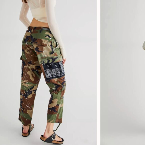 Free People Pants - NWT FREE PEOPLE X TRICIA FIX CAMO CARGO PANT SIZE SMALL